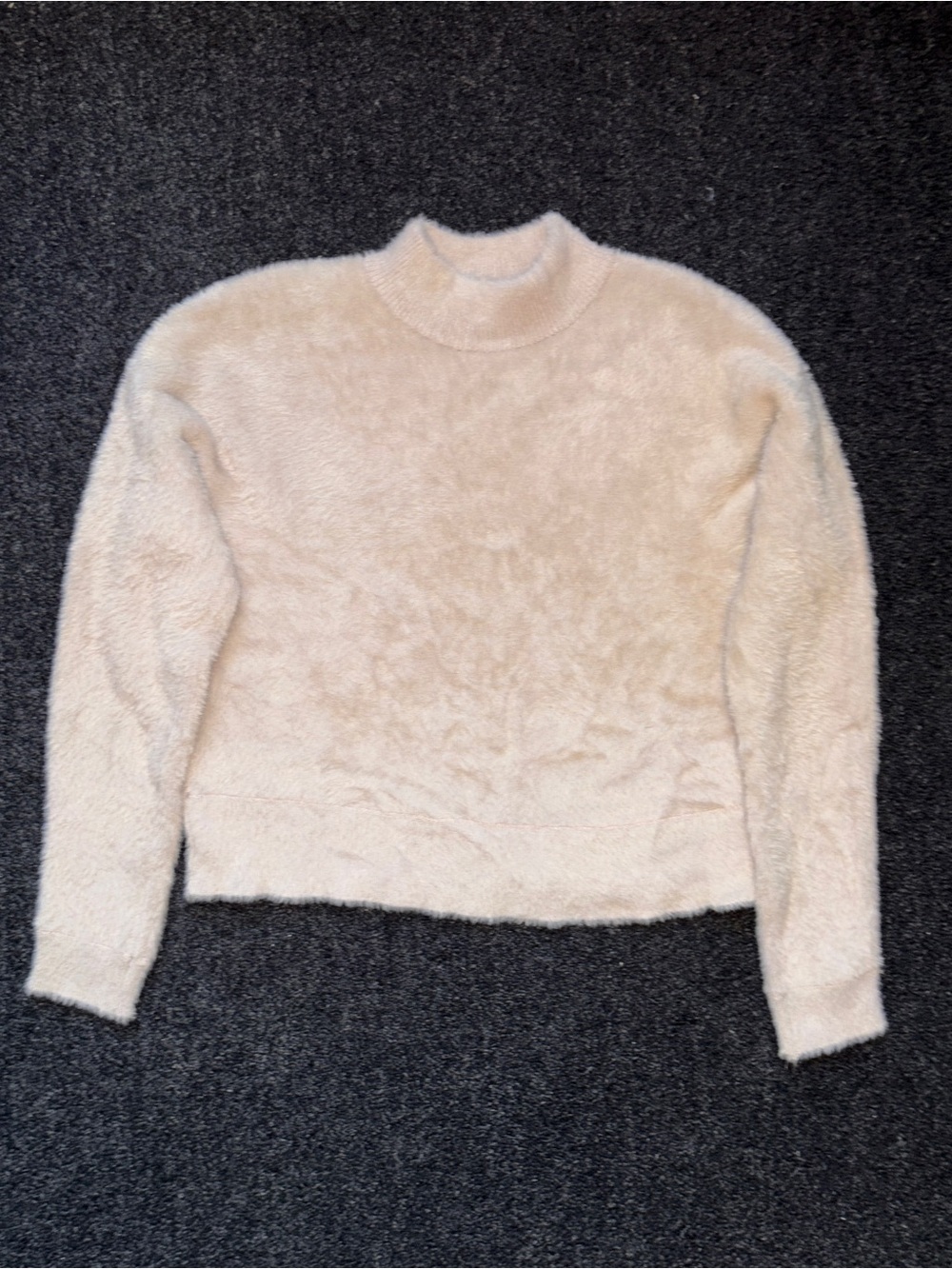 Bailey 44 Plush Fluffy Mock Neck Cropped Sweater Top Cozy Cream Sz L Coquette